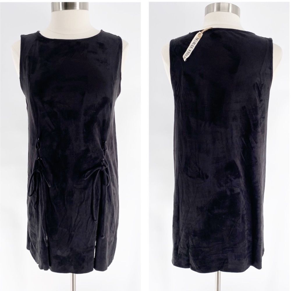 Moral Fiber Black Shoelace Tie Panel Tunic/Dress L